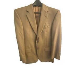 Jos A. Bank Traveler Men's Tan & Brown Houndstooth Wool Sport Coat 39R 39 Reg